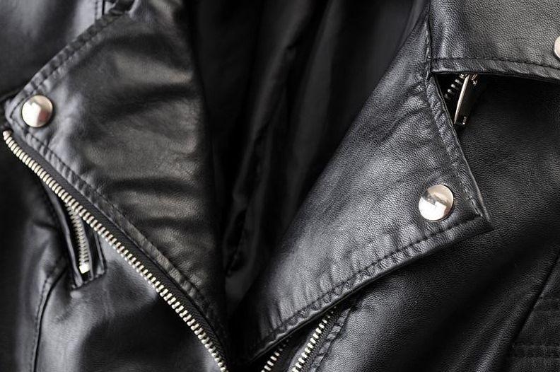 Drune - Revers Reißverschluss Slim Fit Lederjacke