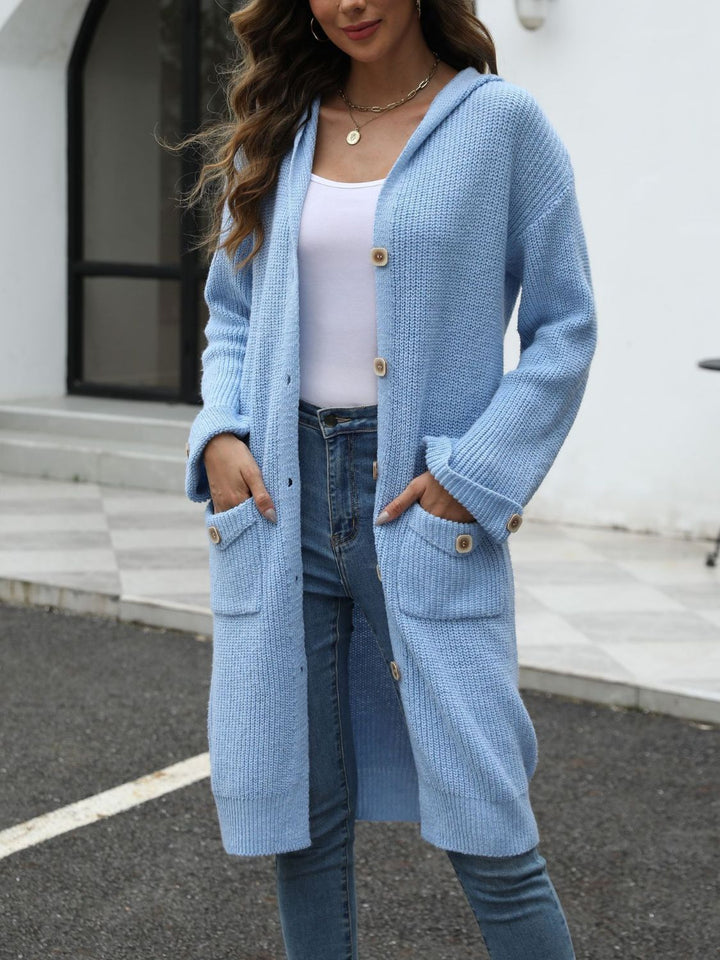Drune | Lange Strickjacke Knopfverschluss Zeitlos und Bequem