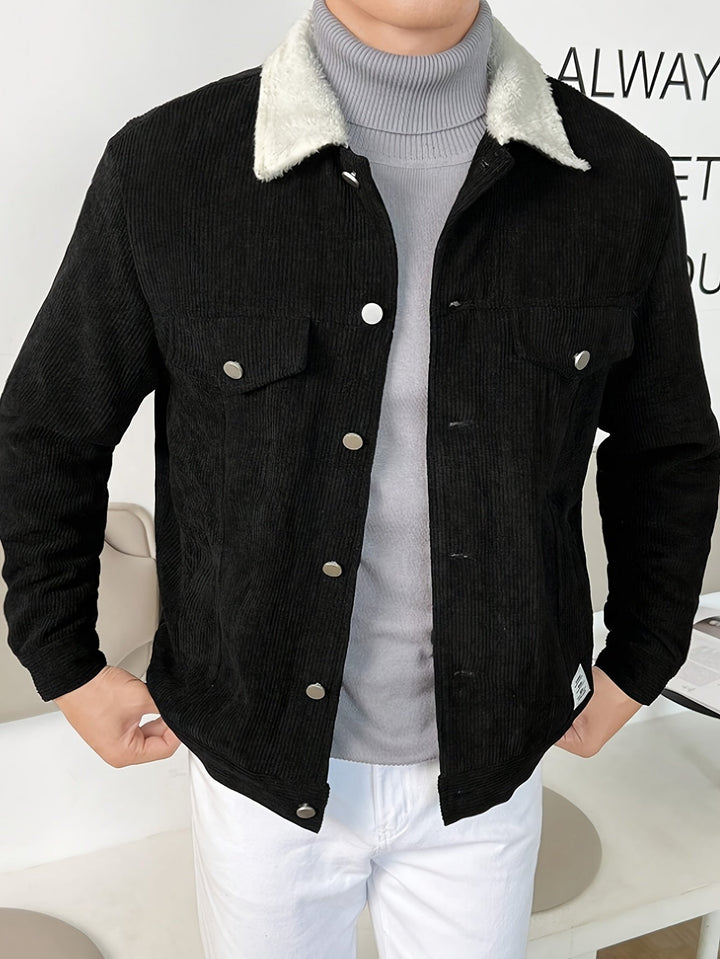Drune |  Corduroy Stil Winterjacke Mit Kragen Für Herren - Perfekt für Outdoor-Aktivitäten
