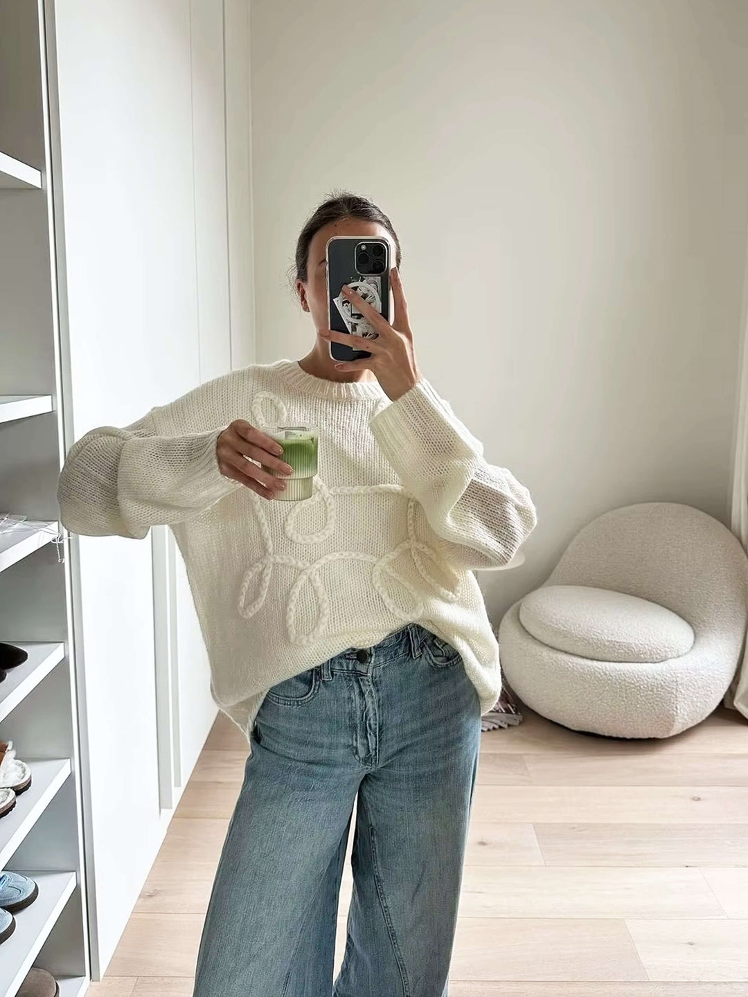 Drune | Cozy oversized sweater with elegant embroidered details