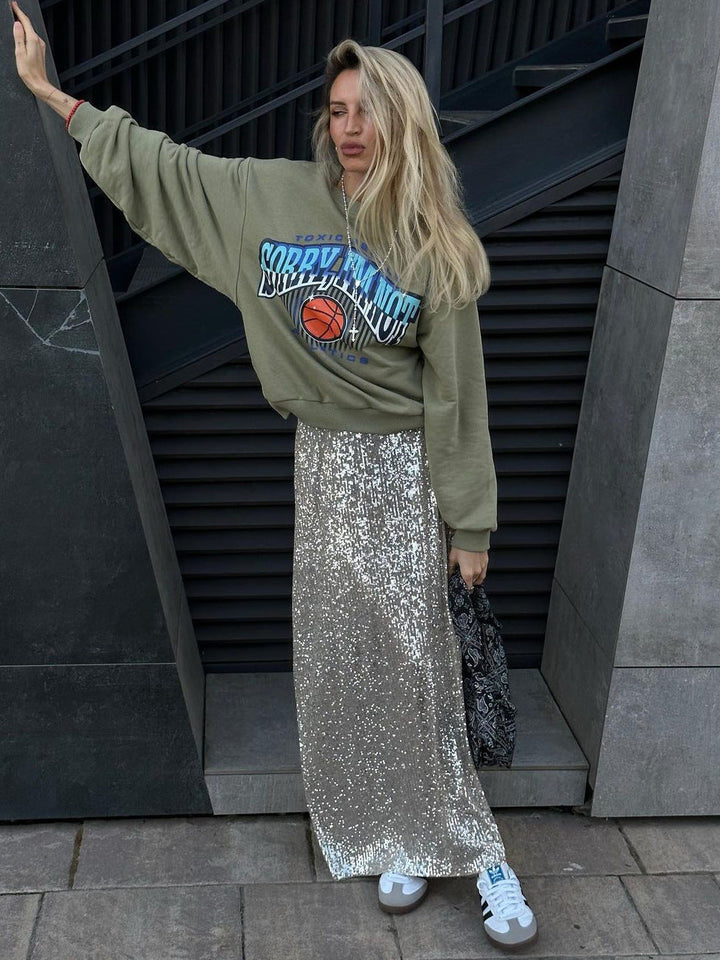Drune | Damenmode Lässig Einfach Sequined Rock