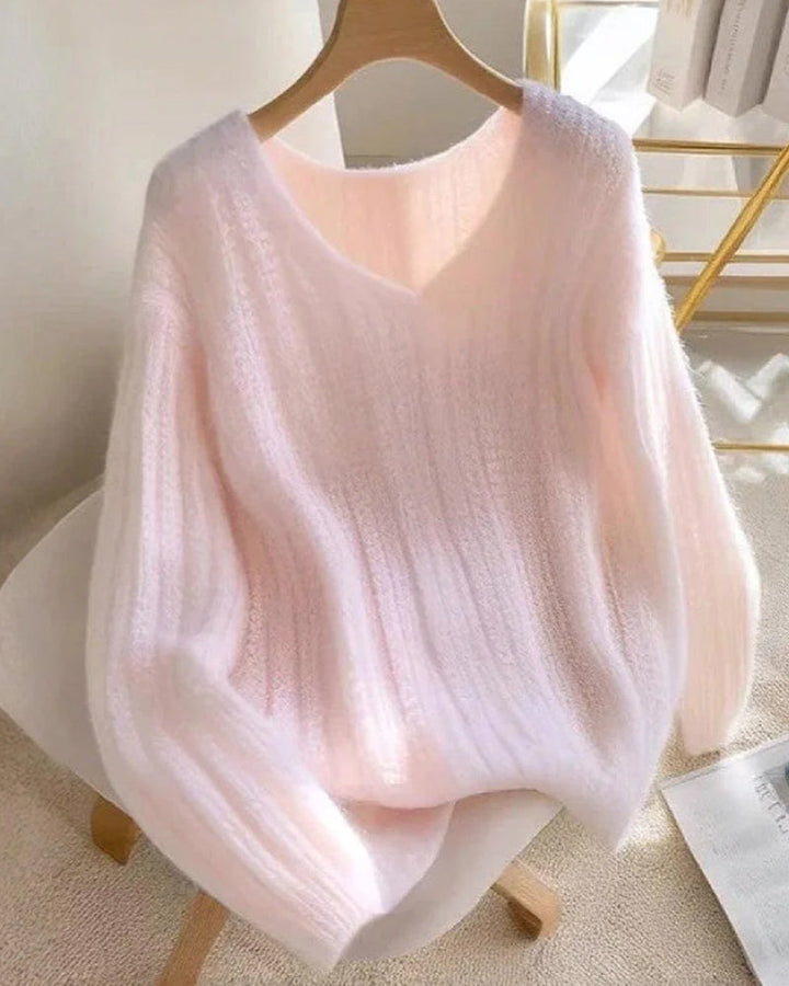 Drune | Uni Pullover mit V-Ausschnitt