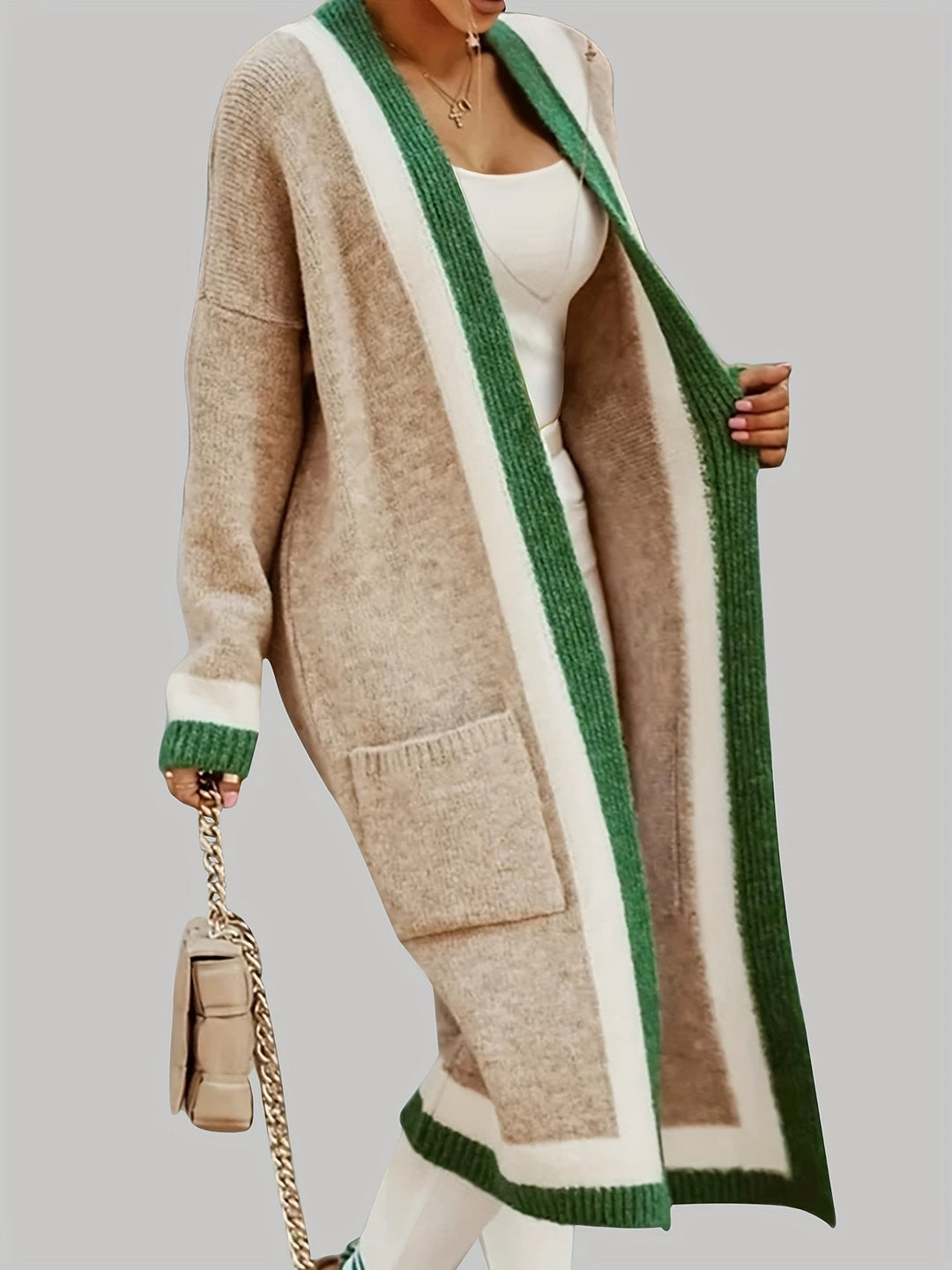 Drune | Lange Strickcardigan Vintage Inspiration mit Herbstlichen Akzenten