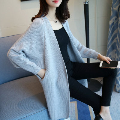 Damen lässiger Longcardigan mit offener Front und feinem Strickmuster Drune