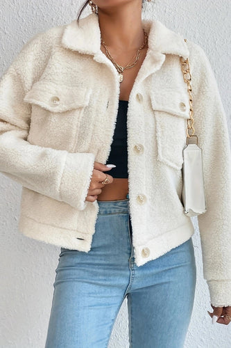 Drune | Weiße kurze Sherpa-Jacke