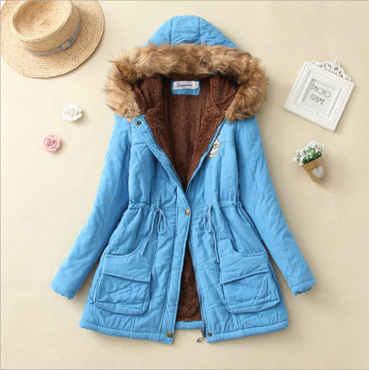 Damen gesteppte Winterjacke mit abnehmbarem Kunstfellkragen und praktischen aufgesetzten Taschen Drune
