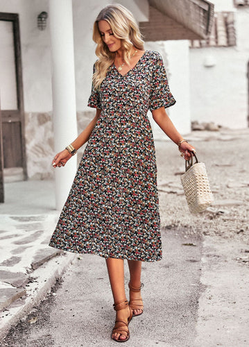 Drune | Elegantes V-Ausschnitt Kleid Für Damen