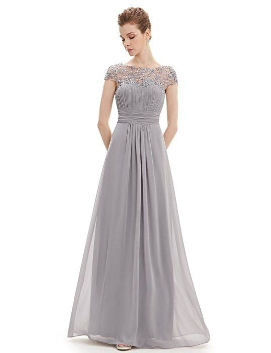 Damen Hochzeitskleid mit eleganten Spitzenapplikationen und fließendem Rock Drune