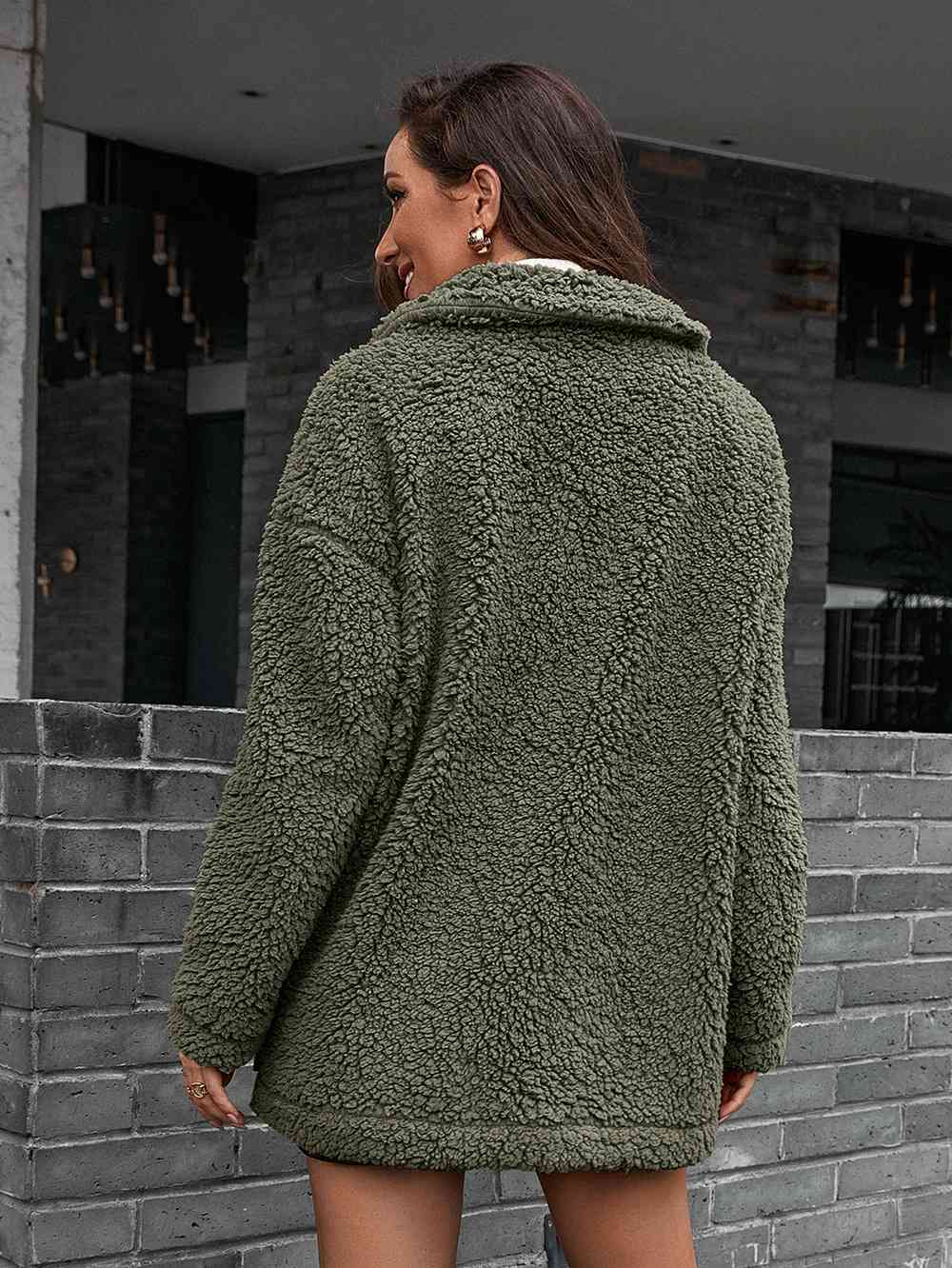 Drune | Double Take Zip up Teddy Jacke mit Kragen