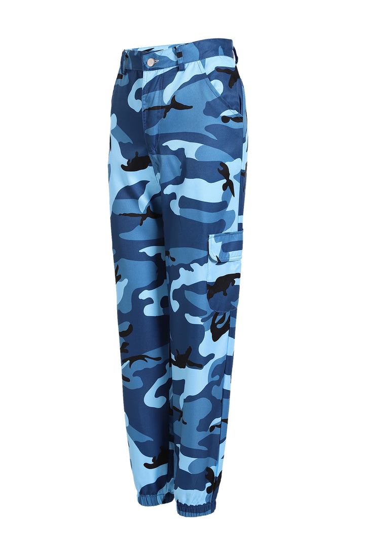 Damen Cargohose mit elastischem Bund und modischem Camouflage-Muster Drune