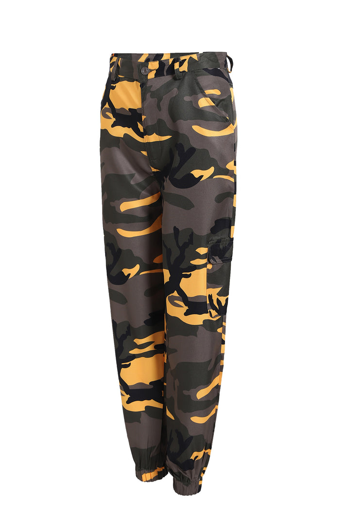 Damen Cargohose mit elastischem Bund und modischem Camouflage-Muster Drune