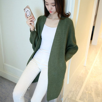 Damen lässiger Longcardigan mit offener Front und feinem Strickmuster Drune