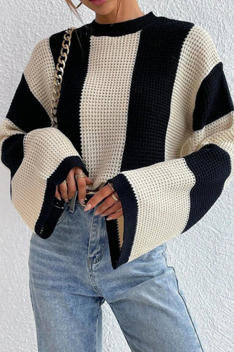 Drune | Glocke mit Kontraststreifen Pullover mit Strickärmeln