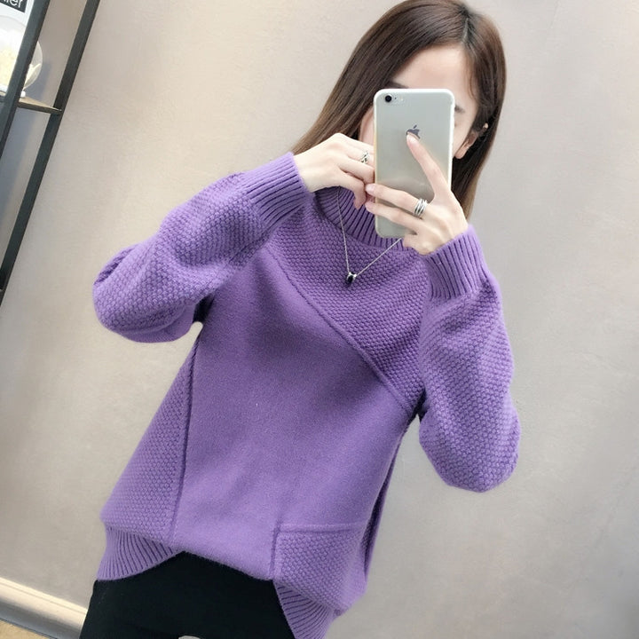 Damen hochschulteriger Pullover mit strukturiertem Design Drune