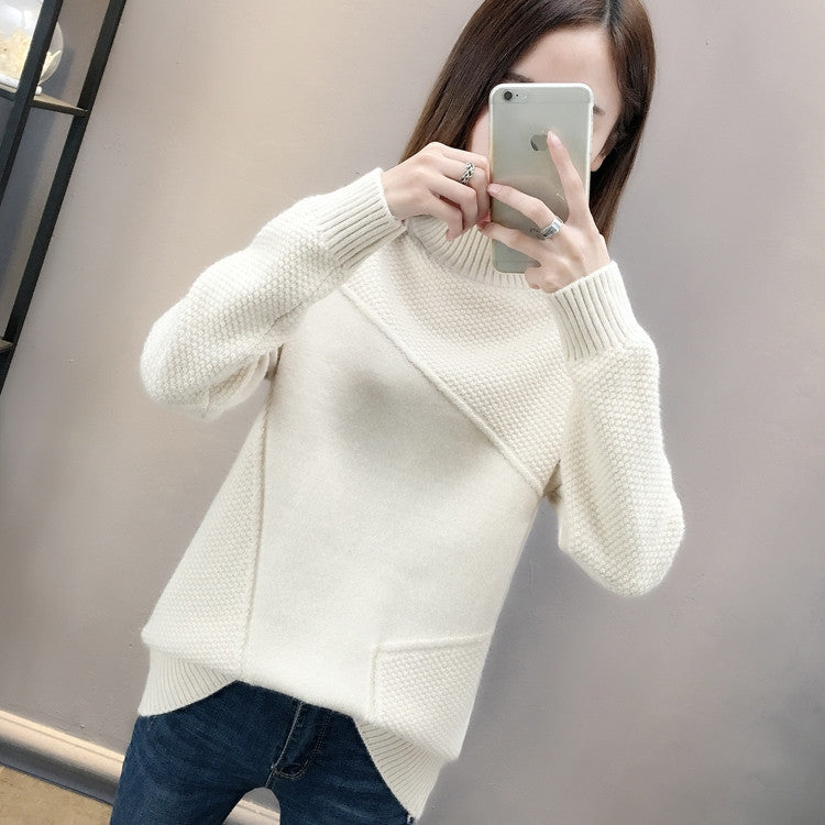 Damen hochschulteriger Pullover mit strukturiertem Design Drune