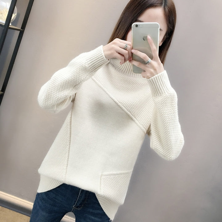 Damen hochschulteriger Pullover mit strukturiertem Design Drune