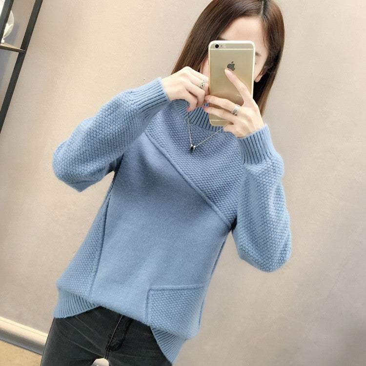 Damen hochschulteriger Pullover mit strukturiertem Design Drune