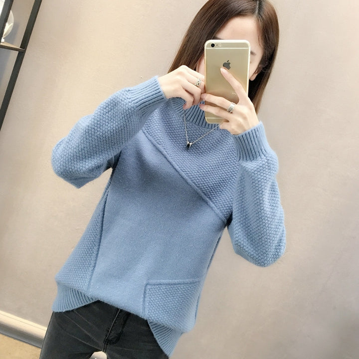 Damen hochschulteriger Pullover mit strukturiertem Design Drune