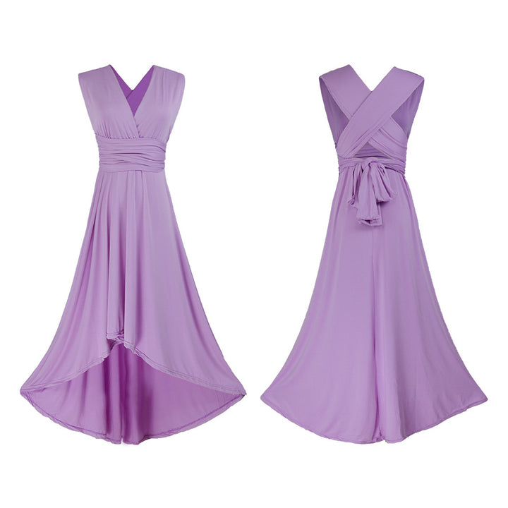 Damen Elegantes Maxikleid mit Wickeloptik und asymmetrischem Saum Drune