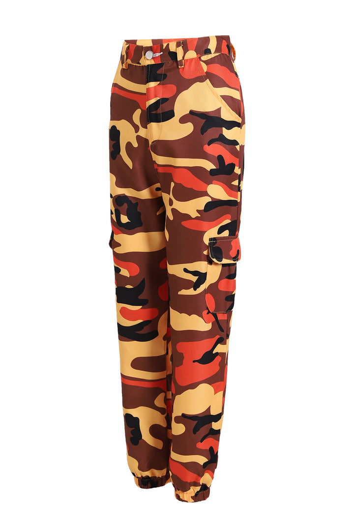 Damen Cargohose mit elastischem Bund und modischem Camouflage-Muster Drune