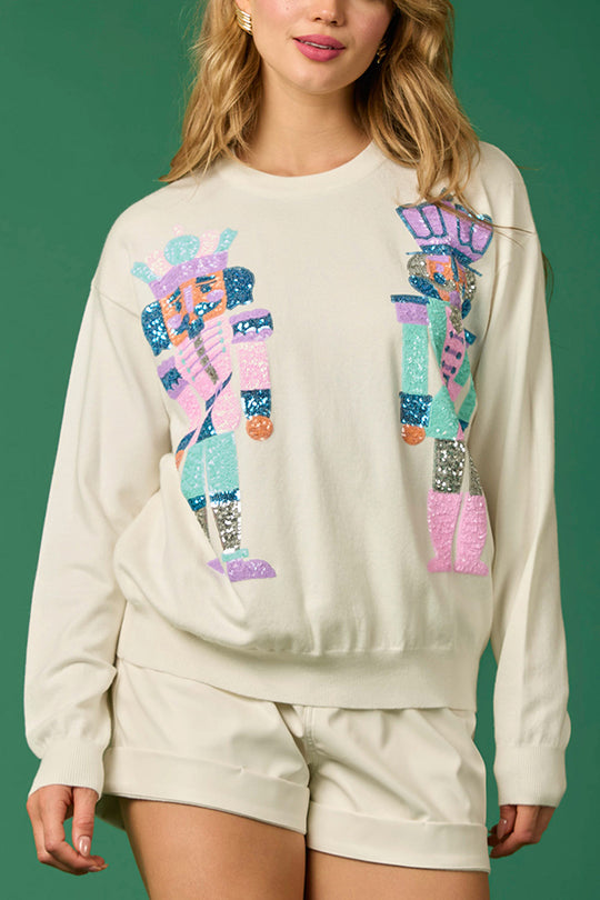Drune | Weihnachtssoldat Pailletten Mode Lässiger Sweatshirt