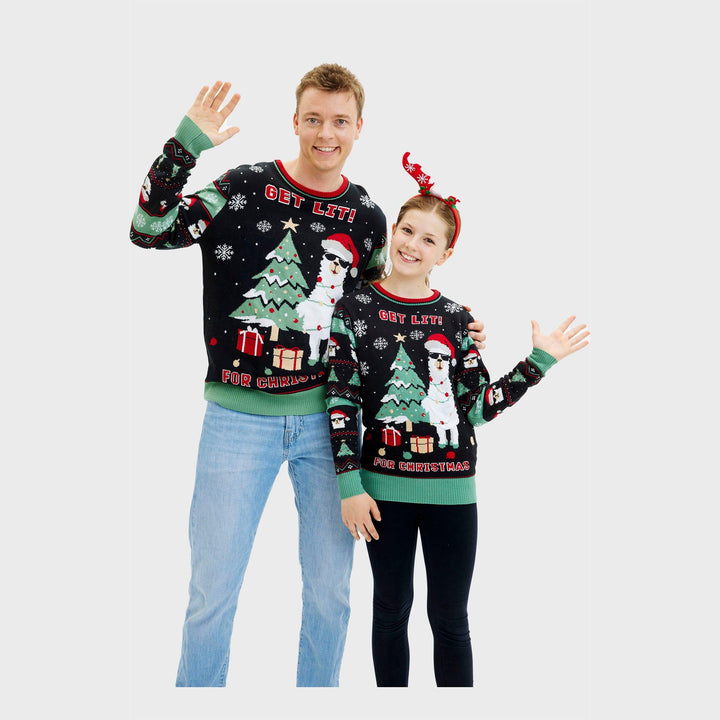 Drune | Get Lit Llama Weihnachten Weihnachtspullover - Damen