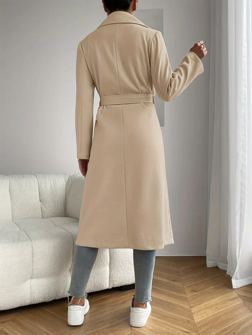 Drune | Trenchcoat mit aufgesetzten Taschen, langer Länge und Uni-Farbe sowie langen Ärmeln für Damen - Perfekt für den Alltag