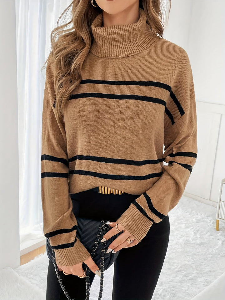 Drune | Gestreifter Rollkragenpullover