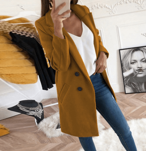 Drune | Damen Doppelreihiger Wollmantel