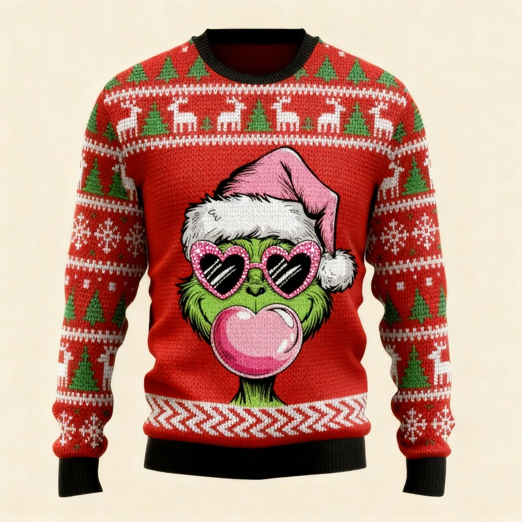 Drune | Zany Xmas Muster Druck Pullover - Hässlich & Gemütlich Unisex Pullover