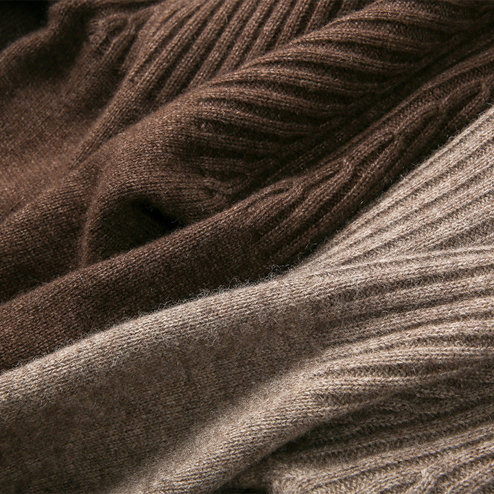 Damen Strickpullover mit hohem Kragen und Rippstruktur Drune
