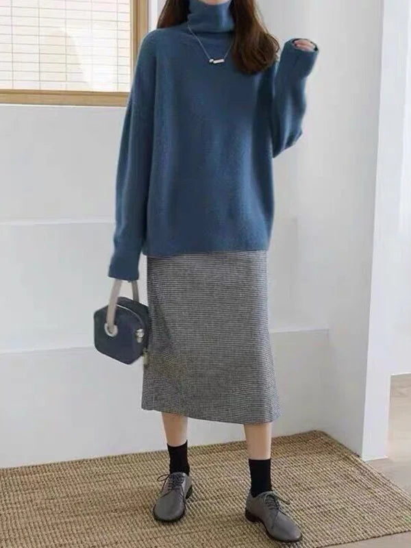 Drune | Lässiger Strickjacke Rollkragenpullover für Damen