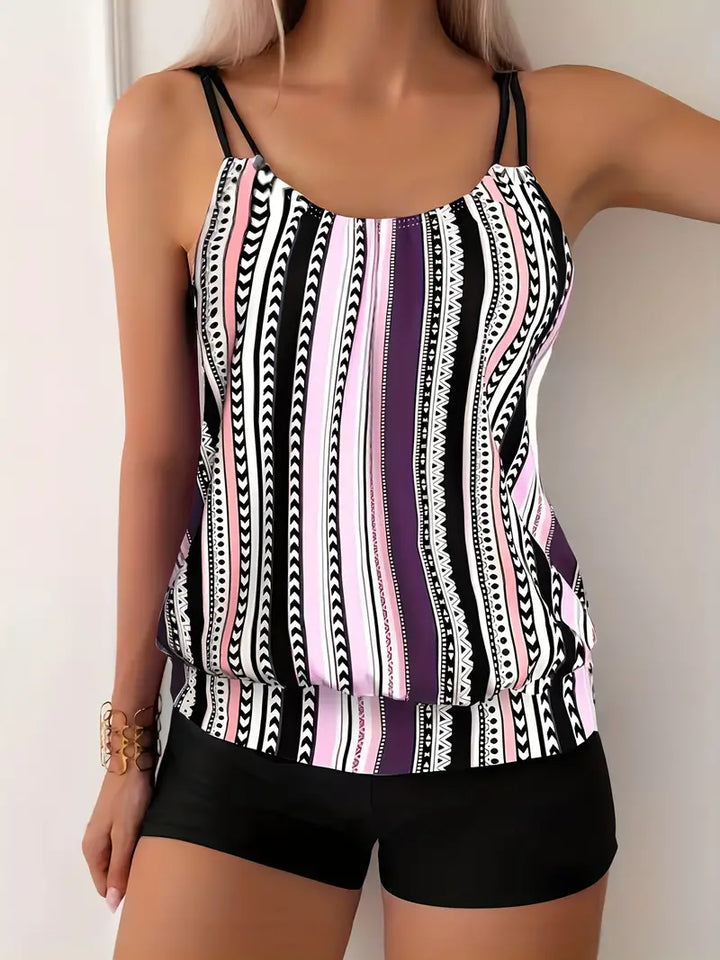 Drune | Gestreifter Tankini mit Druck