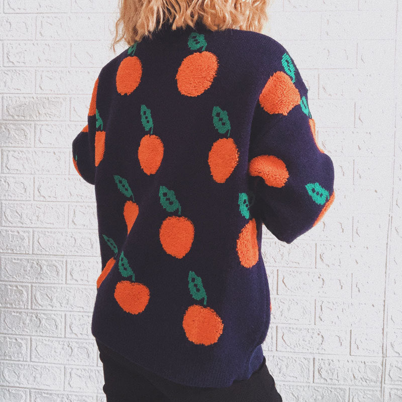 Drune | Strickpullover mit Früchteprint Weich und Einzigartig Gemütliche Passform