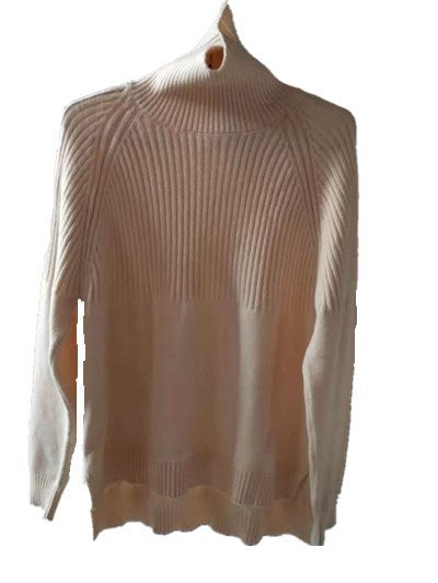 Damen Strickpullover mit hohem Kragen und Rippstruktur Drune
