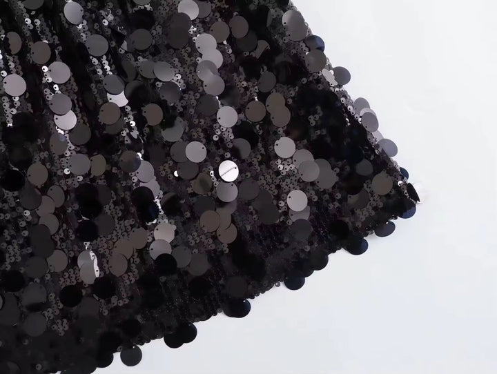 Drune | Silberner Pailletten Minirock