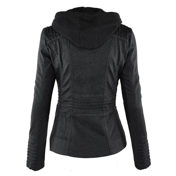 Drune | Damen Slim Fit PU-Leder Zip-Up Hoodie