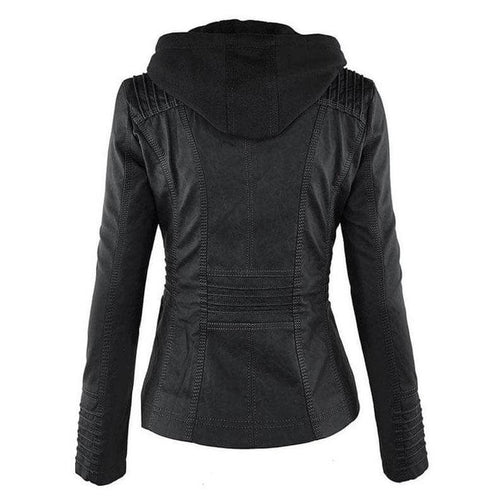 Drune | Damen Slim Fit PU-Leder Zip-Up Hoodie