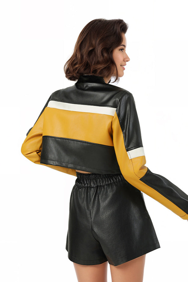 Drune | Block PU Leder Bikerjacke