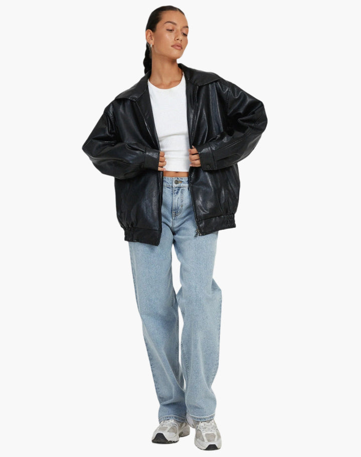 Drune | Oversize Kunstlederjacke - Modischer Streetstyle-Look für Freizeit & Alltag