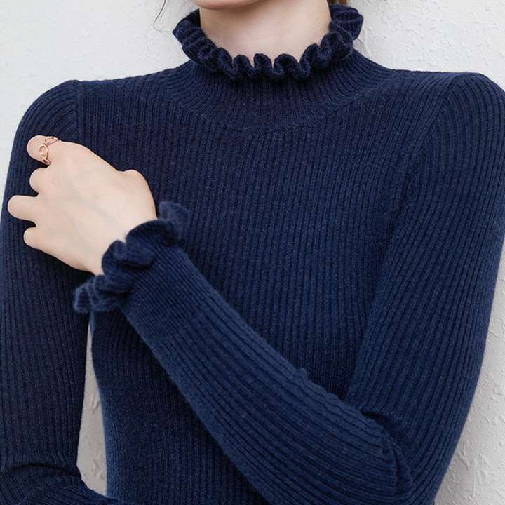 Drune | Rollkragen-Strickpullover mit zarten Rüschendetails