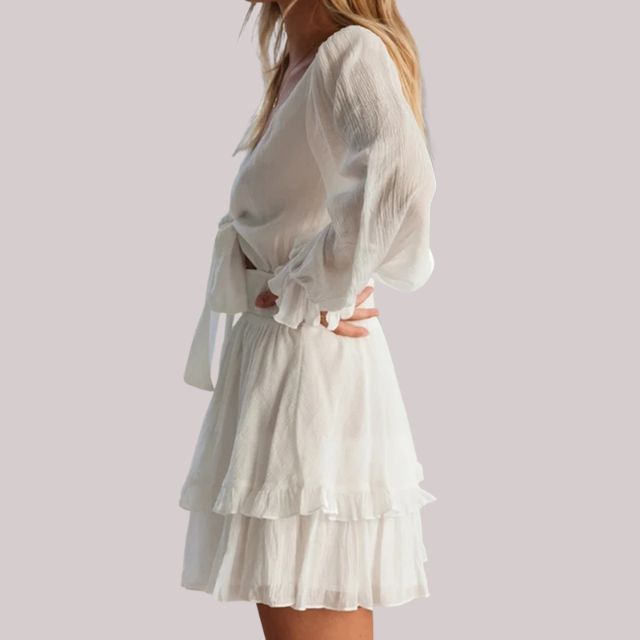 Drune | Wickelkleid mit Rüschen und Taillenban