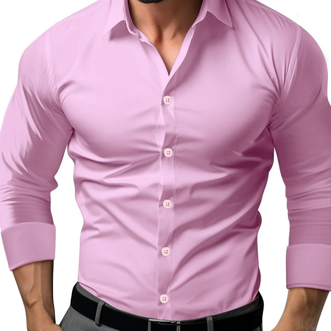 Drune | Slim Fit Einfarbiges Baumwollhemd
