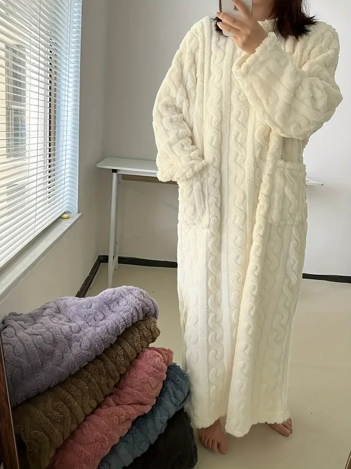 Drune | Lässiger Gestrickter Bademantel mit Langen Ärmeln und Taschen