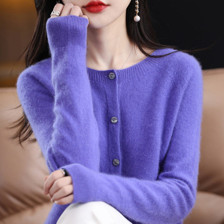 Drune | Lockerer Damen Cashmere Strickjacke Mit Rundhalsausschnitt Aus Hochwertiger Veganer Wolle