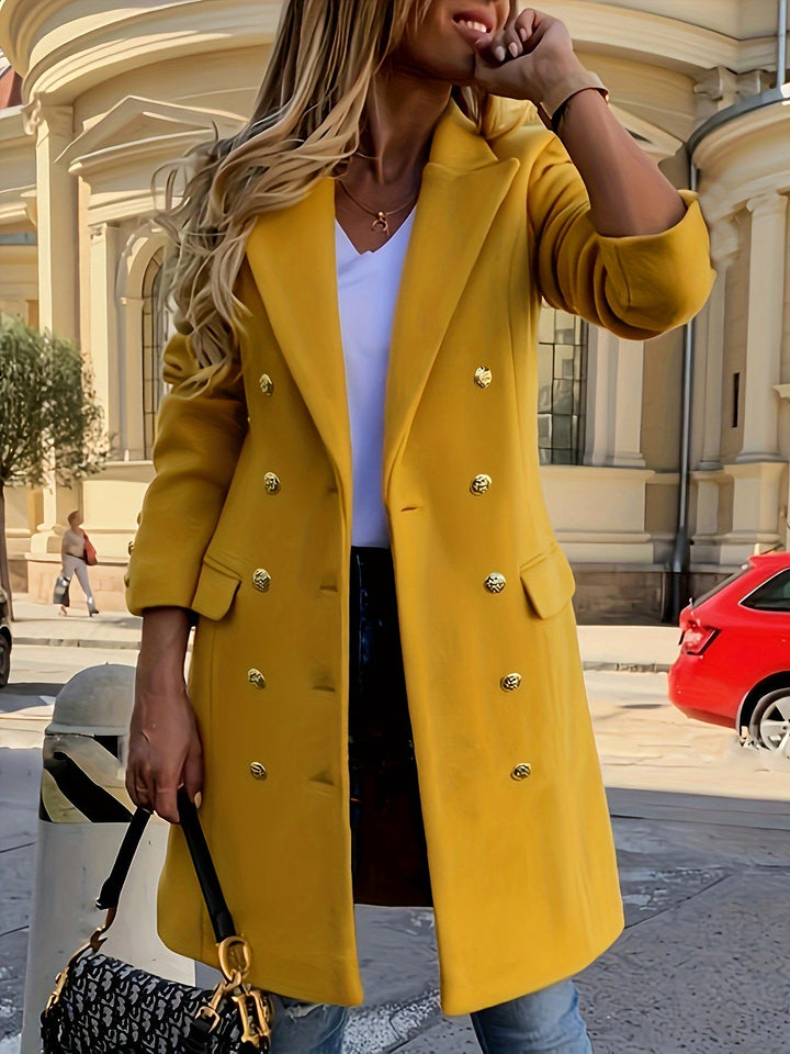 Drune | Gelber Doppelt-gesetzter Mantel - Stylische Herbst-Oberbekleidung