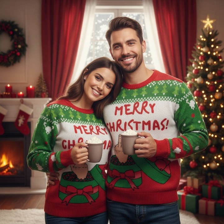 Drune | Weihnachts-Slogan-Druck Unisex Hässlicher Weihnachtspullover - Lustiger Feiertagsparty-Pullover