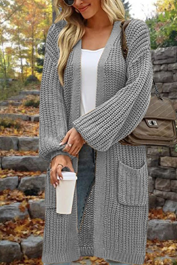 Drune | Länge Locker Oversized Doppelte Tasche Cardigan Sweater Jacke