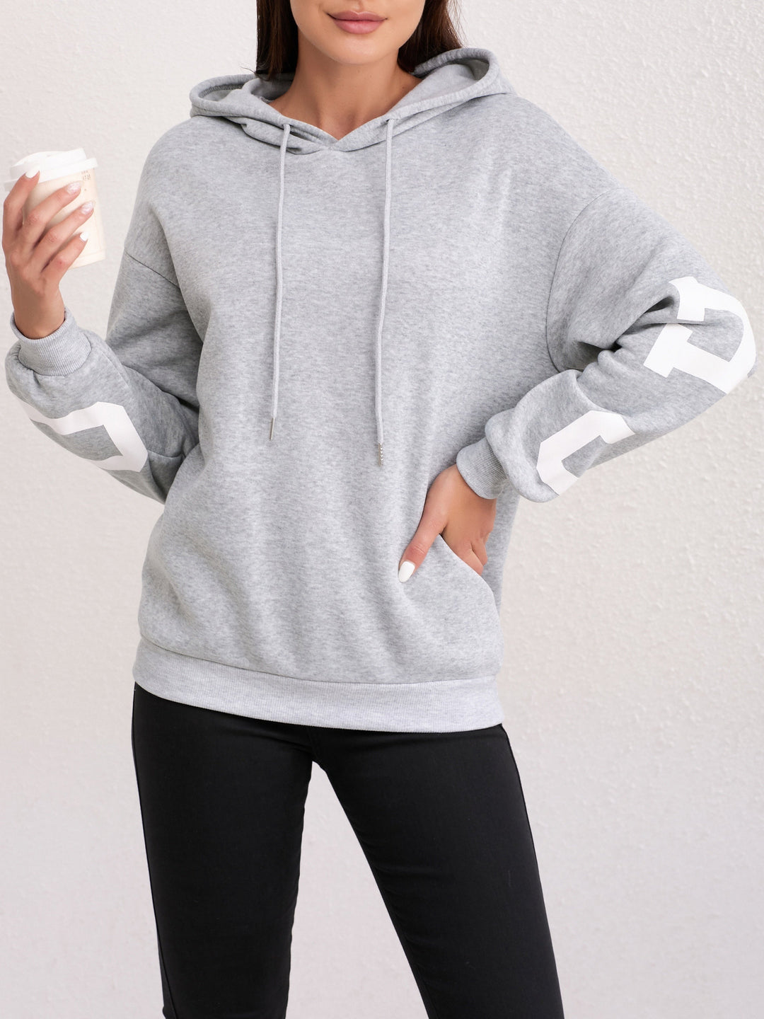 Drune | Kapuzensweatshirt mit Druck Baumwolle Chicago New York Design