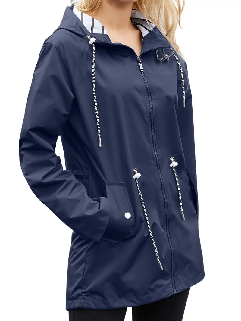 Drune | Lässiger Wasserdichter Hoodie mit Langen Ärmeln, Knie-Lang für Frauen Perfekt für Herbst und Winter
